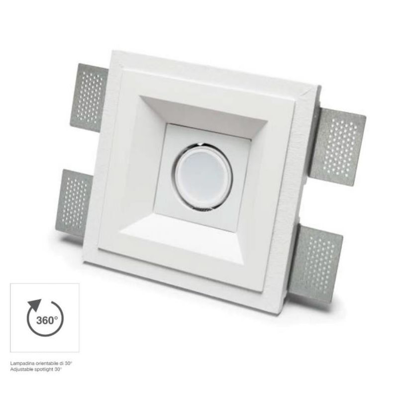 4215 INCASSO A PLAFONE IN CRISTALY VERNICIABILE LUCE ORIENTABILE ATTACCO GU10 MADE IN ITALY 9010 BELFIORE - Cristalensi Shop Onl