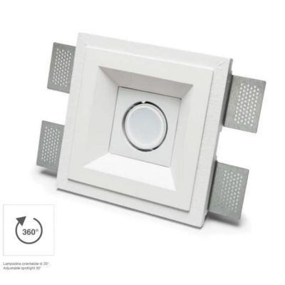 4215 INCASSO A PLAFONE IN CRISTALY VERNICIABILE LUCE ORIENTABILE ATTACCO GU10 MADE IN ITALY 9010 BELFIORE - Cristalensi Shop Onl