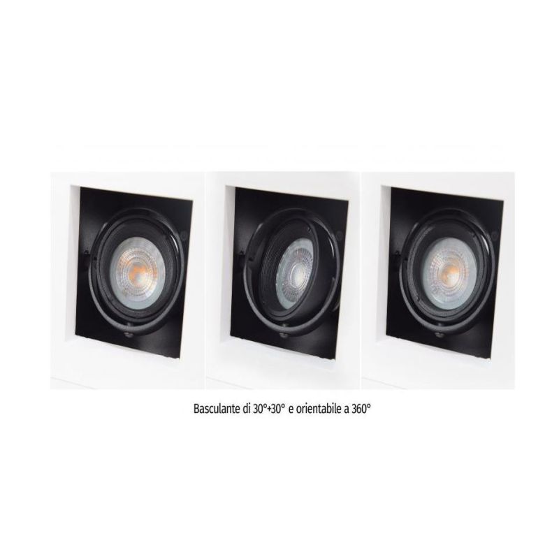 4246A INCASSO A PLAFONE IN CRISTALY VERNICIABILE LUCE ORIENTABILE ATTACCO GU10 MADE IN ITALY 9010 BELFIORE - Cristalensi Shop On