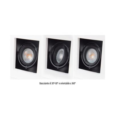 4246A INCASSO A PLAFONE IN CRISTALY VERNICIABILE LUCE ORIENTABILE ATTACCO GU10 MADE IN ITALY 9010 BELFIORE - Cristalensi Shop On