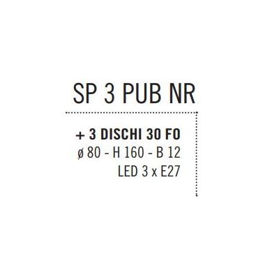 PUB SOSPENSIONE MODERNA ED ORIGINALE METALLO NERO PIATTI D30 CM MADE IN ITALY Illuminando - Cristalensi Shop Online