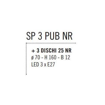 PUB SOSPENSIONE MODERNA ED ORIGINALE D70 CM IN METALLO NERO CON PIATTI D25 CM MADE IN ITALY Illuminando - Cristalensi Shop Onlin
