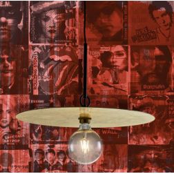 PUB SOSPENSIONE MODERNA METALLO NERO E PIATTO FOGLIA ORO O ARGENTO D50 CM MADE IN ITALY Illuminando - Cristalensi Shop Online