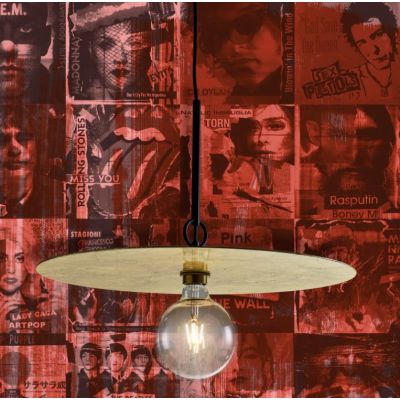 PUB SOSPENSIONE MODERNA METALLO NERO E PIATTO FOGLIA ORO O ARGENTO D50 CM MADE IN ITALY Illuminando - Cristalensi Shop Online