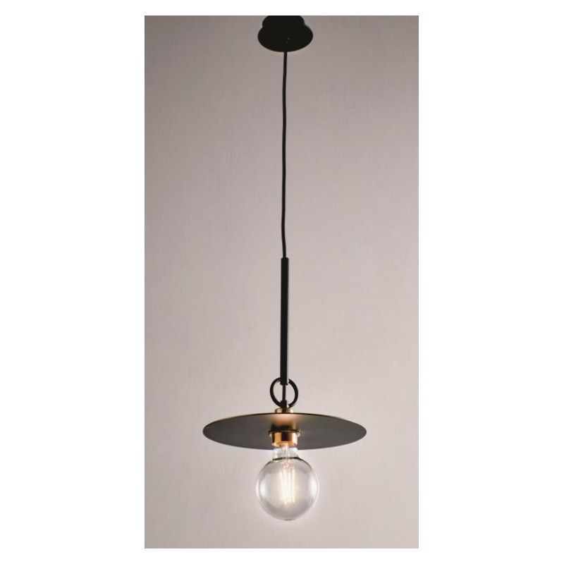 PUB SOSPENSIONE MODERNA IN METALLO NERO CON PIATTO D25 CM MADE IN ITALY Illuminando - Cristalensi Shop Online