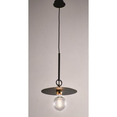 PUB SOSPENSIONE MODERNA IN METALLO NERO CON PIATTO D25 CM MADE IN ITALY Illuminando - Cristalensi Shop Online