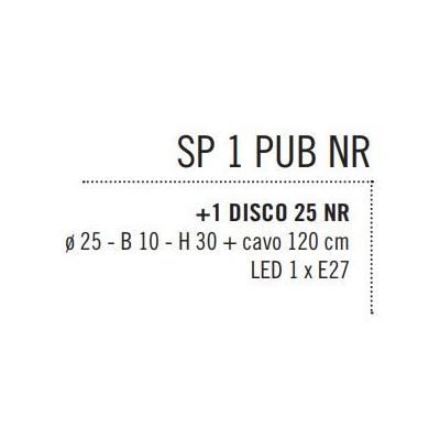 PUB SOSPENSIONE MODERNA IN METALLO NERO CON PIATTO D25 CM MADE IN ITALY Illuminando - Cristalensi Shop Online