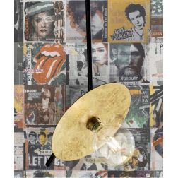 PUB SOSPENSIONE MODERNA METALLO NERO PIATTO PIEGATO FOGLIA ORO O ARGENTO D30 CM MADE IN ITALY Illuminando - Cristalensi Shop Onl