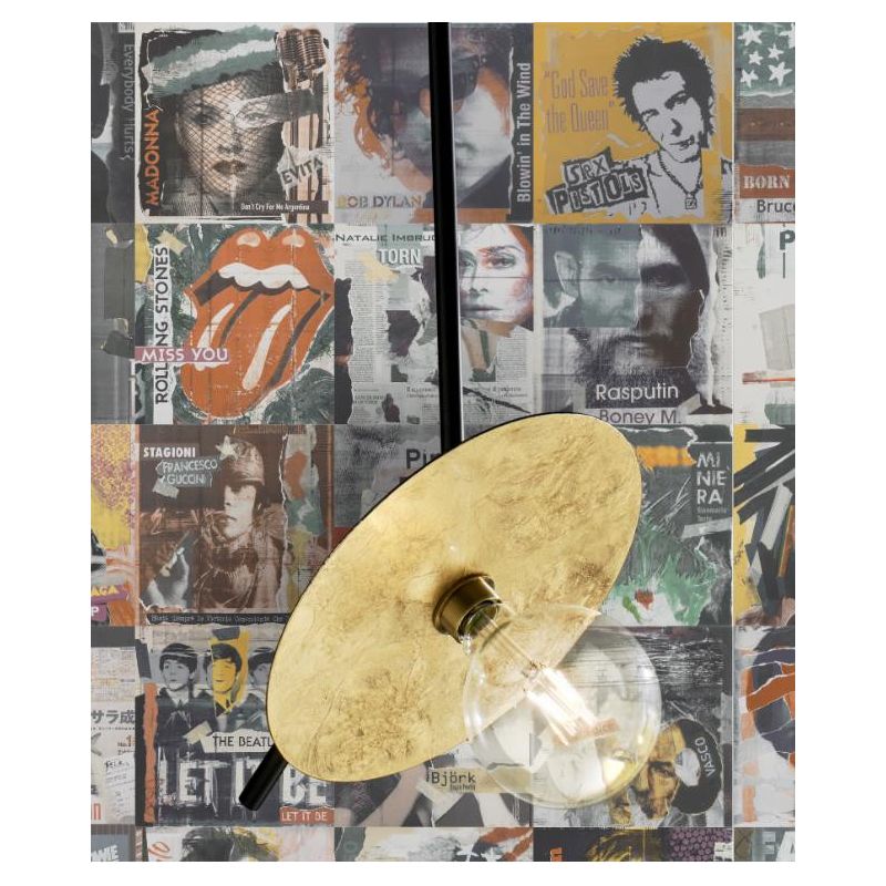 PUB SOSPENSIONE MODERNA METALLO NERO PIATTO PIEGATO FOGLIA ORO O ARGENTO D30 CM MADE IN ITALY Illuminando - Cristalensi Shop Onl