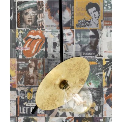 PUB SOSPENSIONE MODERNA METALLO NERO PIATTO PIEGATO FOGLIA ORO O ARGENTO D30 CM MADE IN ITALY Illuminando - Cristalensi Shop Onl