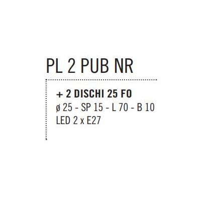 PUB PLAFONIERA 2 LUCI MODERNA METALLO NERO PIATTI D25 CM FOGLIA ORO O ARGENTO MADE IN ITALY Illuminando - Cristalensi Shop Onlin