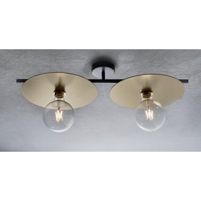 PUB PLAFONIERA 2 LUCI MODERNA METALLO NERO CON PIATTI D30 CM 3 COLORI MADE IN ITALY Illuminando - Cristalensi Shop Online