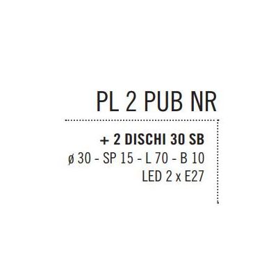 PUB PLAFONIERA 2 LUCI MODERNA METALLO NERO CON PIATTI D30 CM 3 COLORI MADE IN ITALY Illuminando - Cristalensi Shop Online
