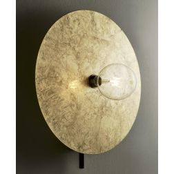 PUB APPLIQUE MODERNA METALLO NERO E PIATTO FOGLIA ORO O ARGENTO D50 CM MADE IN ITALY Illuminando - Cristalensi Shop Online