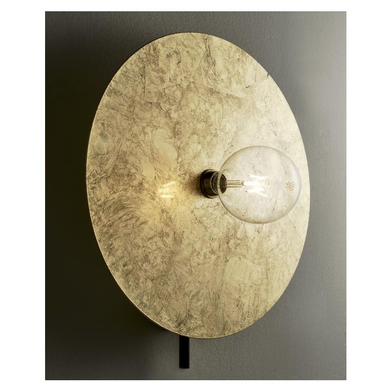 PUB APPLIQUE MODERNA METALLO NERO E PIATTO FOGLIA ORO O ARGENTO D50 CM MADE IN ITALY Illuminando - Cristalensi Shop Online