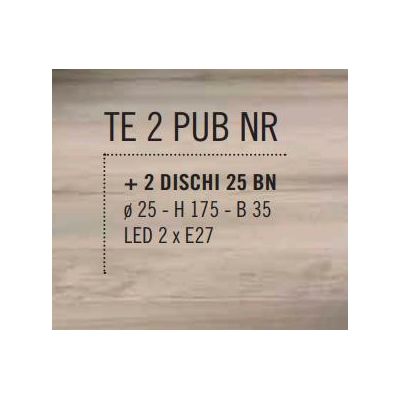 PUB PIANTANA 2 LUCI MODERNA METALLO NERO PIATTI D25 CM 3 COLORI MADE IN ITALY Illuminando - Cristalensi Shop Online
