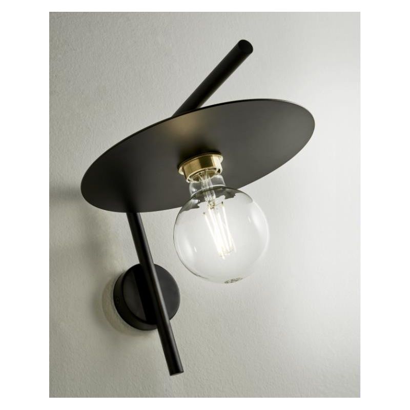 PUB APPLIQUE MODERNA IN METALLO NERO CON PIATTO ANGOLATO D25 CM MADE IN ITALY Illuminando - Cristalensi Shop Online