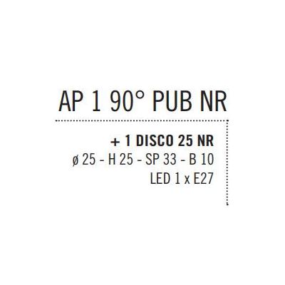 PUB APPLIQUE MODERNA IN METALLO NERO CON PIATTO ANGOLATO D25 CM MADE IN ITALY Illuminando - Cristalensi Shop Online