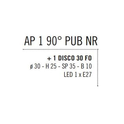PUB APPLIQUE MODERNA IN METALLO NERO CON PIATTO D30 IN FOGLIA ORO O ARGENTO MADE IN ITALY Illuminando - Cristalensi Shop Online