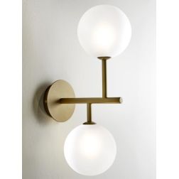 BOLLE 2 LAMPADA DA PARETE O SOFFITTO MODERNA IN METALLO NERO O ORO CON 2 SFERE IN VETRO Illuminando - Cristalensi Shop Online