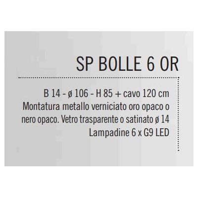 BOLLE 6 SOSPENSIONE 6 LUCI MODERNA IN METALLO NERO O ORO CON SFERE IN VETRO Illuminando - Cristalensi Shop Online