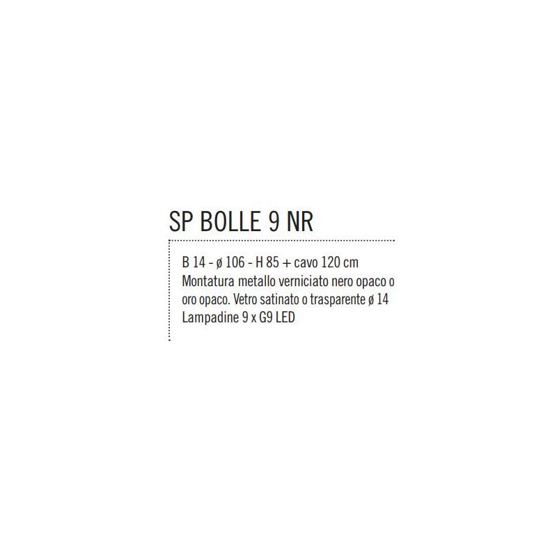BOLLE 9 SOSPENSIONE 9 LUCI MODERNA IN METALLO NERO O ORO CON SFERE IN VETRO Illuminando - Cristalensi Shop Online