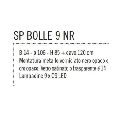 BOLLE 9 SOSPENSIONE 9 LUCI MODERNA IN METALLO NERO O ORO CON SFERE IN VETRO Illuminando - Cristalensi Shop Online