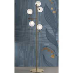 BOLLE 5 LAMPADA DA TERRA 5 LUCI MODERNA IN METALLO NERO O ORO OPACO CON SFERE IN VETRO Illuminando - Cristalensi Shop Online