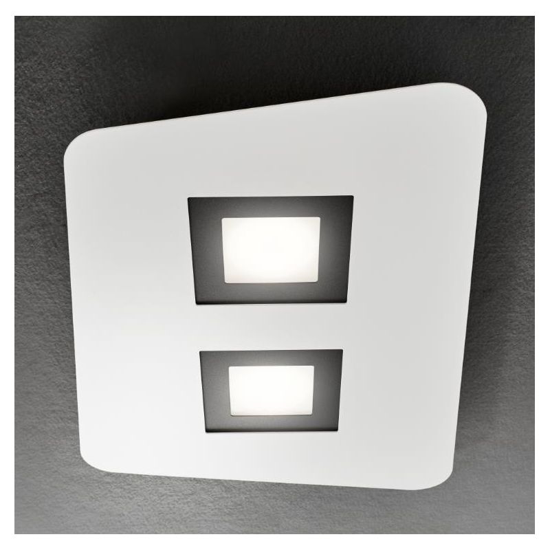 DEDALO PLAFONIERA 2 LUCI IN METALLO BIANCO CON QUADRELLI IN 8 COLORI A SCELTA LAMPADINE GX53 Illuminando - Cristalensi Shop Onli