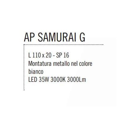 SAMURAI APPLIQUE MODERNA LED 35W LUCE 3000K METALLO BIANCO LUNGHEZZA CM 110 Illuminando - Cristalensi Shop Online