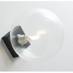 PALLINA PLAFONIERA/APPLIQUE IN METALLO 3 COLORI E SFERA D14 CM IN VETRO TRASPARENTE O SATINATO Illuminando - Cristalensi Shop On