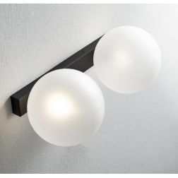 PALLINA PLAFONIERA/APPLIQUE 2 LUCI IN METALLO 3 COLORI CON SFERE IN VETRO TRASPARENTE O SATINATO Illuminando - Cristalensi Shop