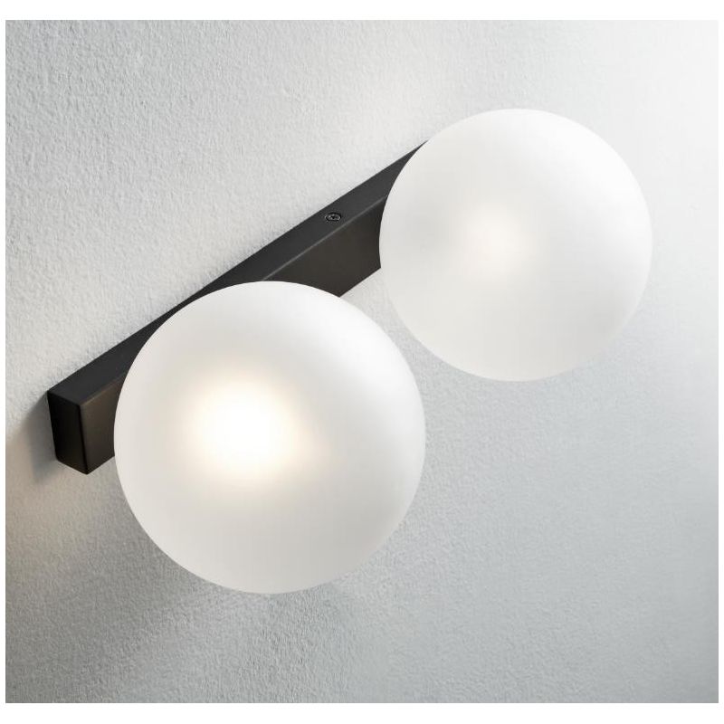 PALLINA PLAFONIERA/APPLIQUE 2 LUCI IN METALLO 3 COLORI CON SFERE IN VETRO TRASPARENTE O SATINATO Illuminando - Cristalensi Shop