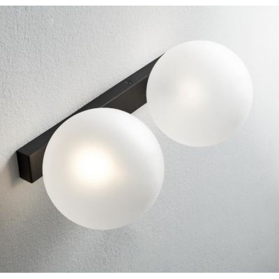 PALLINA PLAFONIERA/APPLIQUE 2 LUCI IN METALLO 3 COLORI CON SFERE IN VETRO TRASPARENTE O SATINATO Illuminando - Cristalensi Shop