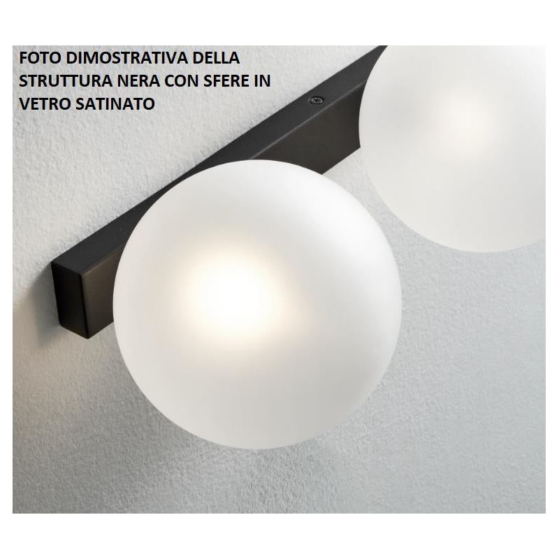 PALLINA PLAFONIERA 3 LUCI IN METALLO 3 COLORI CON SFERE IN VETRO TRASPARENTE O SATINATO Illuminando - Cristalensi Shop Online