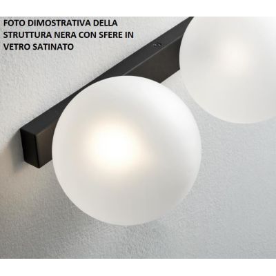 PALLINA PLAFONIERA 3 LUCI IN METALLO 3 COLORI CON SFERE IN VETRO TRASPARENTE O SATINATO Illuminando - Cristalensi Shop Online