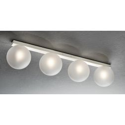 PALLINA PLAFONIERA 4 LUCI IN METALLO 3 COLORI CON SFERE IN VETRO TRASPARENTE O SATINATO Illuminando - Cristalensi Shop Online