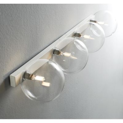 PALLINA PLAFONIERA 4 LUCI IN METALLO 3 COLORI CON SFERE IN VETRO TRASPARENTE O SATINATO Illuminando - Cristalensi Shop Online