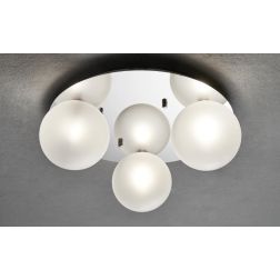 PALLINA PLAFONIERA ROTONDA 3 LUCI IN METALLO CON SFERE IN VETRO TRASPARENTE O SATINATO Illuminando - Cristalensi Shop Online