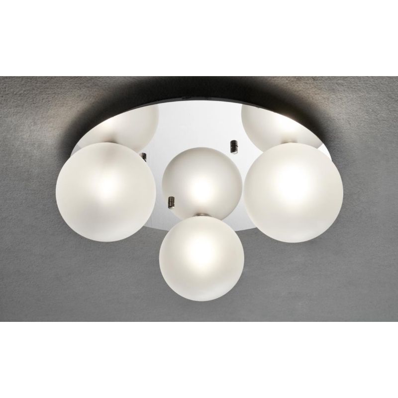 PALLINA PLAFONIERA ROTONDA 3 LUCI IN METALLO CON SFERE IN VETRO TRASPARENTE O SATINATO Illuminando - Cristalensi Shop Online