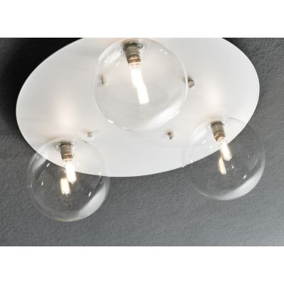 PALLINA PLAFONIERA ROTONDA 3 LUCI IN METALLO CON SFERE IN VETRO TRASPARENTE O SATINATO Illuminando - Cristalensi Shop Online