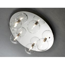 PALLINA PLAFONIERA ROTONDA 5 LUCI IN METALLO CON SFERE IN VETRO TRASPARENTE O SATINATO Illuminando - Cristalensi Shop Online 2