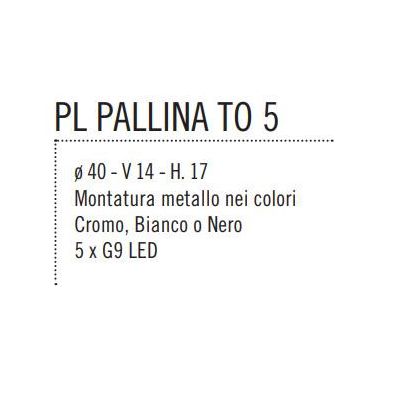 PALLINA PLAFONIERA ROTONDA 5 LUCI IN METALLO CON SFERE IN VETRO TRASPARENTE O SATINATO Illuminando - Cristalensi Shop Online
