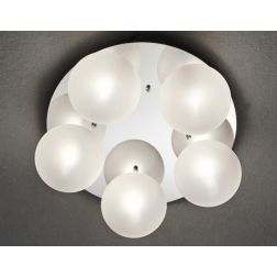 PALLINA PLAFONIERA D60 ROTONDA 5 LUCI IN METALLO CON SFERE IN VETRO TRASPARENTE O SATINATO Illuminando - Cristalensi Shop Online 2
