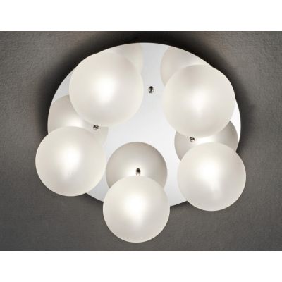 PALLINA PLAFONIERA D60 ROTONDA 5 LUCI IN METALLO CON SFERE IN VETRO TRASPARENTE O SATINATO Illuminando - Cristalensi Shop Online