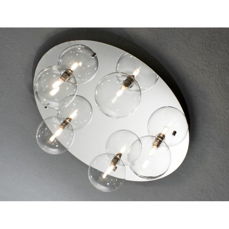 PALLINA PLAFONIERA D60 ROTONDA 5 LUCI IN METALLO CON SFERE IN VETRO TRASPARENTE O SATINATO Illuminando - Cristalensi Shop Online