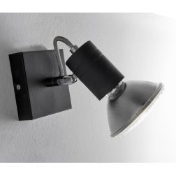 ZEUS 1 FARETTO IN METALLO NIKEL, NERO O BIANCO ATTACCO E27 DIREZIONABILE LAMPADINA ESCLUSA Illuminando - Cristalensi Shop Online 2