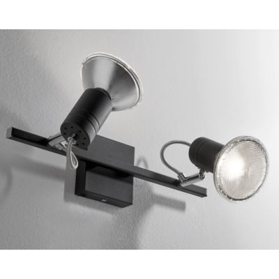 ZEUS BINARIO 2 LUCI DIREZIONABILE IN NIKEL, NERO O BIANCO CON PORTALAMPADE E27 Illuminando - Cristalensi Shop Online