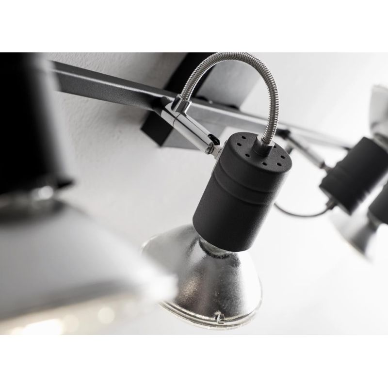 ZEUS 4 BINARIO IN METALLO NIKEL SATINATO, NERO O BIANCO ATTACCO E27 LAMPADINE ESCLUSE Illuminando - Cristalensi Shop Online