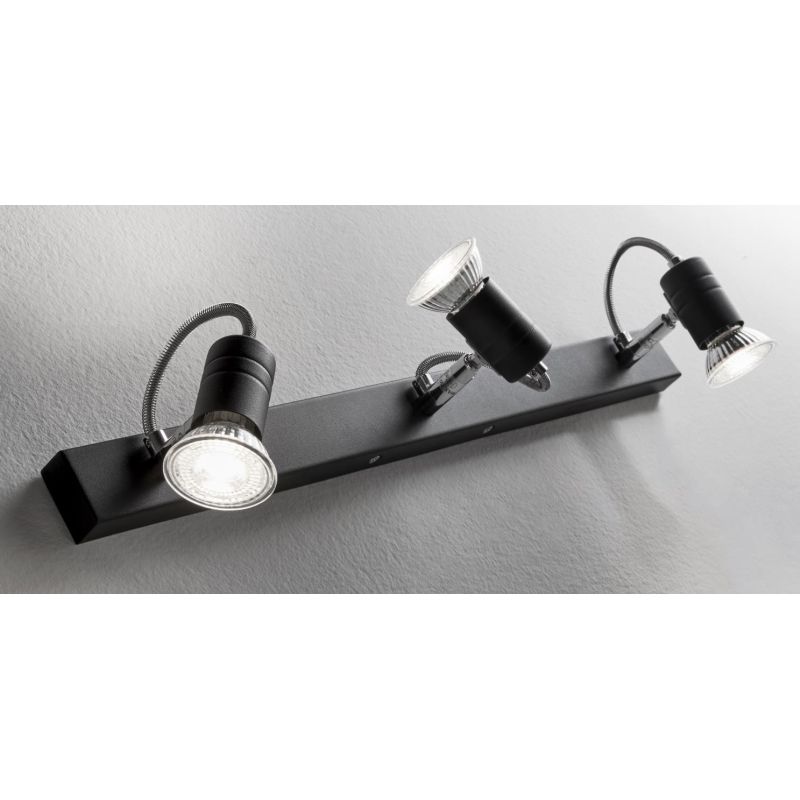 ZELIG 3 BINARIO IN METALLO BIANCO, NERO O CROMO DIREZIONABILE CON LAMPADINE LED Illuminando - Cristalensi Shop Online